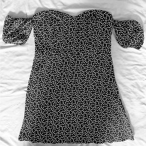 EXPRESS Black & White Polka Dot Mini Dress